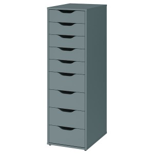 IKEA ALEX drawer unit with 9 drawers, gray-turquoise, 14 1/8x45 5/8 in , IKEA Sale | 60542KNFV