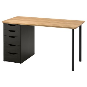 IKEA ANFALLARE / ALEX desk, bamboo/black-brown, 55 1/8x25 5/8 in , IKEA Sale | 29736CJUB