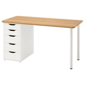 IKEA ANFALLARE / ALEX desk, bamboo/white, 55 1/8x25 5/8 in , IKEA Sale | 28473SEBF