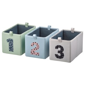 IKEA BARNDRÖM box, set of 3, green blue/beige, 6 ¾x10 ¾x6 ¾ in , IKEA Sale | 91450FERD