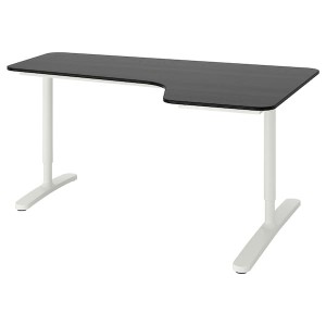 IKEA BEKANT corner desk-right, black stained ash veneer/white, 63x43 1/4 in , IKEA Sale | 67820QSGW