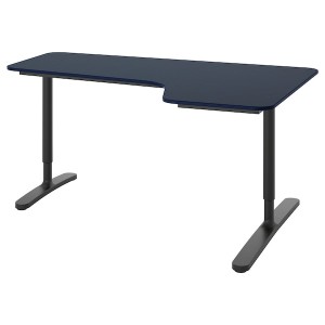 IKEA BEKANT corner desk-right, linoleum blue/black, 63x43 1/4 in , IKEA Sale | 56874ELWB