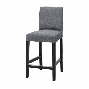 IKEA BERGMUND bar stool with backrest, black/Gunnared medium gray, 24 3/8 in , IKEA Sale | 32068DYZL