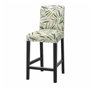 IKEA BERGMUND bar stool with backrest, black/Fågelfors multicolor, 24 3/8 in , IKEA Sale | 19276ICQR