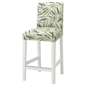 IKEA BERGMUND bar stool with backrest, white/Fågelfors multicolor, 24 3/8 in , IKEA Sale | 50196ZORU