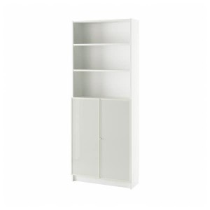 IKEA BILLY / HÖGBO bookcase w glass doors, white, 31 1/2x11 3/4x79 1/2 in , IKEA Sale | 79063DAXQ