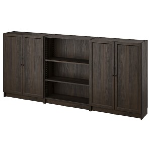 IKEA BILLY / OXBERG bookcase comb w doors, dark brown oak effect, 94 1/2x11 3/4x41 3/4 in , IKEA Sale | 67409TKQC