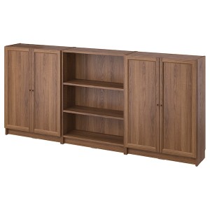 IKEA BILLY / OXBERG bookcase comb w doors, brown walnut effect, 94 1/2x11 3/4x41 3/4 in , IKEA Sale | 07542QIDU