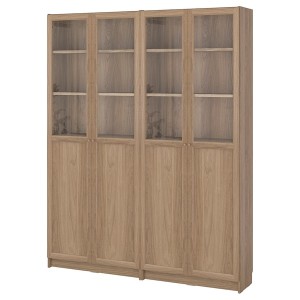 IKEA BILLY / OXBERG bookcase comb w panel/glass doors, oak effect, 63x11 3/4x79 1/2 in , IKEA Sale | 29653UXJB