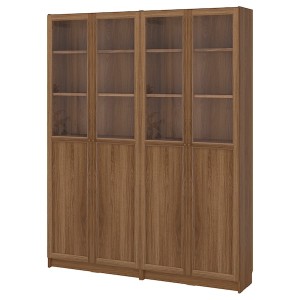 IKEA BILLY / OXBERG bookcase comb w panel/glass doors, brown walnut effect, 63x11 3/4x79 1/2 in , IKEA Sale | 78053ZFIE