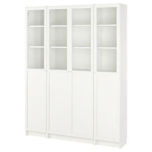 IKEA BILLY / OXBERG bookcase comb w panel/glass doors, white, 63x79 1/2 in , IKEA Sale | 23064BOVF