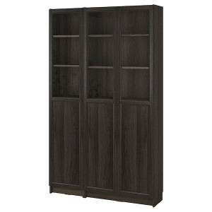 IKEA BILLY / OXBERG bookcase comb w panel/glass doors, oak effect dark brown, 47 1/4x11 3/4x79 1/2 in , IKEA Sale | 86943ZREQ