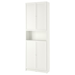 IKEA BILLY / OXBERG bookcase w doors/ext unit, white, 31 1/2x11 3/4x93 1/4 in , IKEA Sale | 56901HJSY