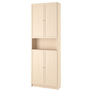 IKEA BILLY / OXBERG bookcase w doors/ext unit, birch effect, 31 1/2x11 3/4x93 1/4 in , IKEA Sale | 71920LUXF