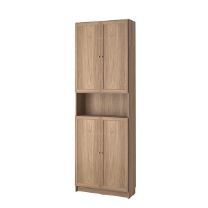 IKEA BILLY / OXBERG bookcase w doors/ext unit, oak effect, 31 1/2x11 3/4x93 1/4 in , IKEA Sale | 25179FSIH