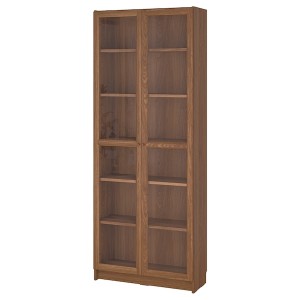 IKEA BILLY / OXBERG bookcase w glass doors, brown walnut effect, 31 1/2x11 3/4x79 1/2 in , IKEA Sale | 48096YXRH