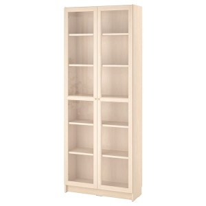 IKEA BILLY / OXBERG bookcase w glass doors, birch effect, 31 1/2x11 3/4x79 1/2 in , IKEA Sale | 92701JVTG