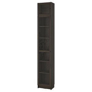 IKEA BILLY / OXBERG bookcase w glass doors/ext unit, dark brown oak effect, 15 3/4x11 3/4x93 1/4 in , IKEA Sale | 83725UBMW