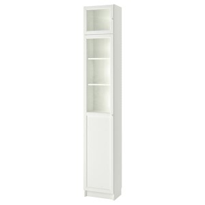 IKEA BILLY / OXBERG bookcase w hght ext ut/pnl/glss drs, white/glass, 15 3/4x11 3/4x93 1/4 in , IKEA Sale | 95216BKFZ