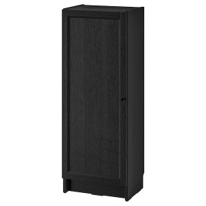 IKEA BILLY / OXBERG bookcase with door, black oak effect, 15 3/4x11 3/4x41 3/4 in , IKEA Sale | 29465DXJV