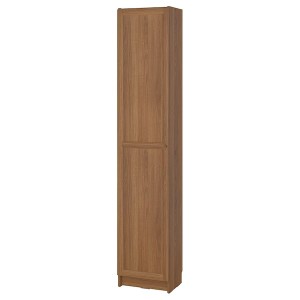 IKEA BILLY / OXBERG bookcase with doors, brown walnut effect, 15 3/4x11 3/4x79 1/2 in , IKEA Sale | 75914HMFP