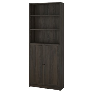 IKEA BILLY / OXBERG bookcase with doors, dark brown oak effect, 31 1/2x11 3/4x79 1/2 in , IKEA Sale | 27914YMWQ