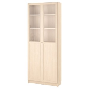 IKEA BILLY / OXBERG bookcase with panel/glass doors, birch effect, 31 1/2x11 3/4x79 1/2 in , IKEA Sale | 49821HRBQ