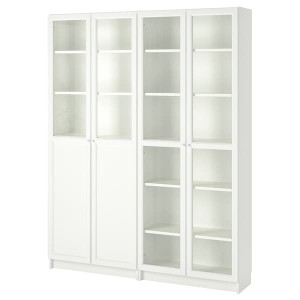 IKEA BILLY / OXBERG bookcase with panel/glass doors, white/glass, 63x11 3/4x79 1/2 in , IKEA Sale | 27389RYIZ