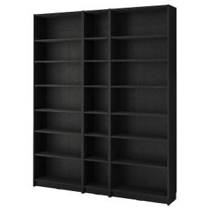 IKEA BILLY bookcase comb w extension units, black oak effect, 78 3/4x11x93 1/4 in , IKEA Sale | 94682CBOJ