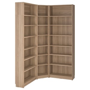 IKEA BILLY bookcase corner comb w ext units, oak effect, 53 1/2/53 1/2x11x93 1/4 in , IKEA Sale | 72584WYUN