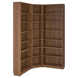 IKEA BILLY bookcase corner comb w ext units, brown walnut effect, 53 1/2/53 1/2x11x93 1/4 in , IKEA Sale | 18702VLIZ