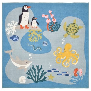 IKEA BLÅVINGAD rug, ocean animals pattern/multicolor, 4'4 inx4'4 in , IKEA Sale | 74836NRBJ