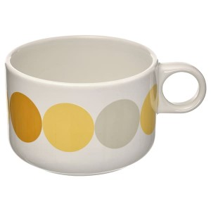 IKEA BRÖGGAN mug, dot pattern white/yellow, 9 oz , IKEA Sale | 26840RYBK