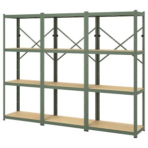 IKEA BROR shelving unit, gray-green/pine plywood, 100x15 3/4x74 3/4 in , IKEA Sale | 14520XJKD