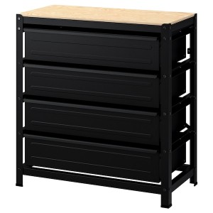 IKEA BROR work bench with drawers, black/pine plywood, 33 1/2x15 3/4x35 in , IKEA Sale | 18504LJEN