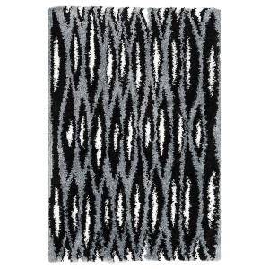 IKEA BULLERREMSA rug, high pile, black gray/white, 4'4 inx6'5 in , IKEA Sale | 48603ADGK