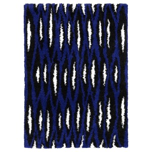 IKEA BULLERREMSA rug, high pile, blue white/black, 4'4 inx6'5 in , IKEA Sale | 89140HKZU