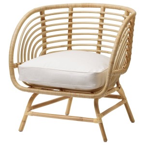 IKEA BUSKBO armchair, rattan/Djupvik white , IKEA Sale | 35649CYSH