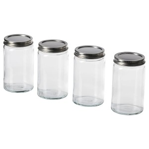 IKEA CITRONHAJ spice jar, clear glass/stainless steel, 12 oz, 4 pack , IKEA Sale | 43612AYQN