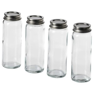 IKEA CITRONHAJ spice jar, clear glass/stainless steel, 3 oz, 4 pack , IKEA Sale | 72913DTHS