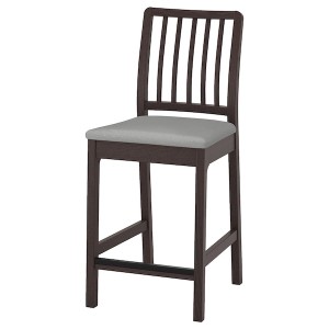 IKEA EKEDALEN bar stool with backrest, dark brown/Orrsta light gray, 24 3/8 in , IKEA Sale | 76209SMDX