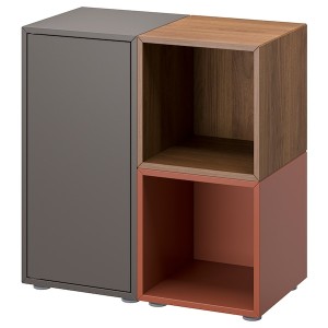 IKEA EKET storage combination with feet, dark gray/walnut effect red-brown, 27 1/2x13 3/4x28 3/8 in , IKEA Sale | 29043EYHK