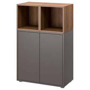 IKEA EKET storage combination with feet, dark gray/walnut effect, 27 1/2x13 3/4x42 1/8 in , IKEA Sale | 34872VGMN