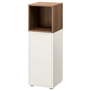 IKEA EKET storage combination with feet, white/walnut effect, 13 3/4x13 3/4x42 1/8 in , IKEA Sale | 19376SKMF