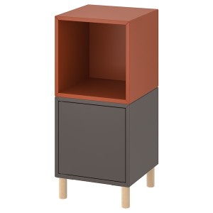 IKEA EKET storage combination with legs, dark gray red-brown/wood, 13 3/4x13 3/4x31 1/2 in , IKEA Sale | 91742VPQT