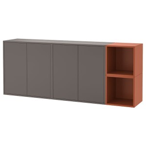 IKEA EKET wall-mounted cabinet combination, dark gray/red-brown, 68 7/8x13 3/4x27 1/2 in , IKEA Sale | 86590SDAX