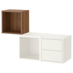 IKEA EKET wall-mounted storage combination, white/walnut effect, 41 3/8x13 3/4x27 1/2 in , IKEA Sale | 39621CHKS