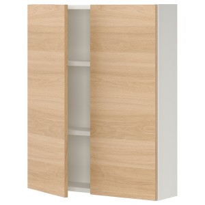 IKEA ENHET wall cabinet/2 door, white/oak effect, 24x6 3/4x30 in , IKEA Sale | 26085JPSH