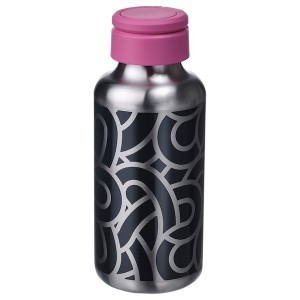 IKEA ENKELSPÅRIG water bottle, stainless steel patterned/black pink, 17 oz , IKEA Sale | 56974QGWB