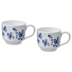 IKEA ENTUSIASM jumbo cup, patterned/white blue, 17 oz, 2 pack , IKEA Sale | 80435IOWM